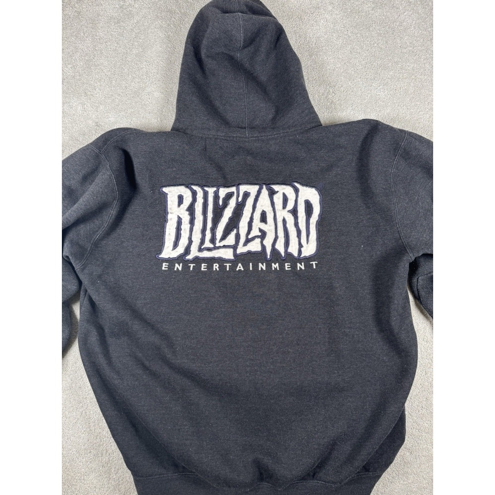 Blizzard Entertainment 20th Year Anniversary Embroidered Gray Zip Hoodie XXL